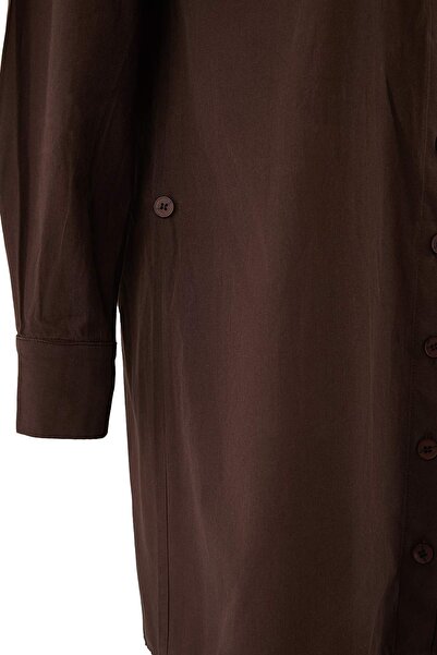 Trendyol Collection Καφέ ίσιο κοντό / μίνι υφαντό φόρεμα TWOAW26EL00367