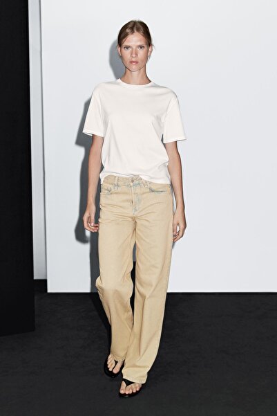 Massimo Dutti Orta bel geniş paça pamuklu jean