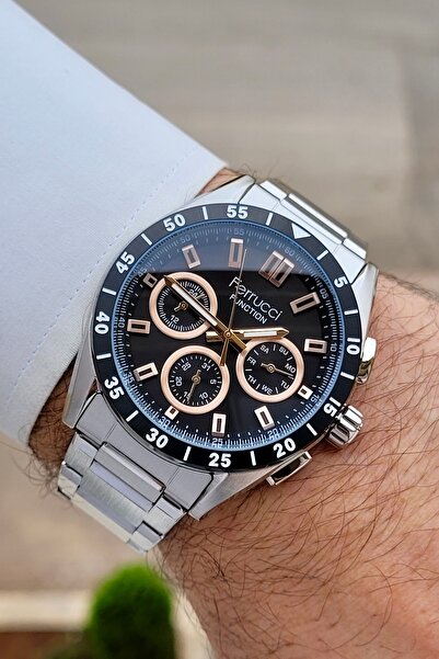 Ferrucci Kadranı Siyah Kordonu Silver Renk 24 Ay Garantili 43 mm Göstergeleri...