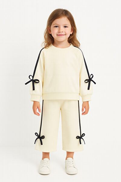 ZEYD ÇOCUK GİYİM Two-Strand Seasonal Bow Detail Girl's Suit