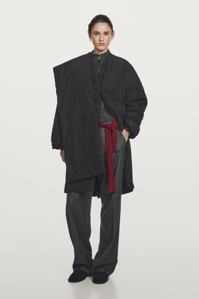 Massimo Dutti Fular detaylı uzun su itici dolgulu kaban