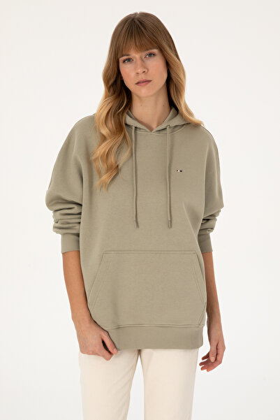 U.S. Polo Assn. سويت شيرت نسائي بغطاء للرأس ولون كاكي فاتح 50313567-VR183