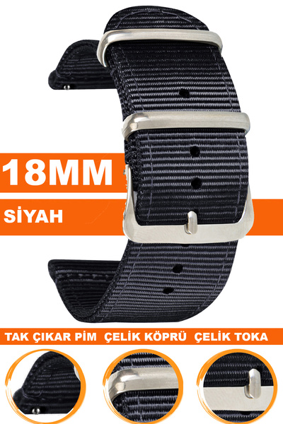 COBRA 18mm Fossil-Welder-Casio-Seiko-Omega-Armani Saat Uyumlu Nato Tekstil Ku...