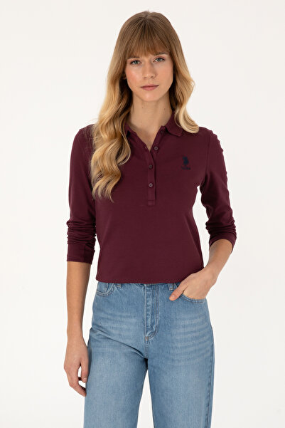 U.S. Polo Assn. Kadın Bordo Basic Polo Yaka Sweatshirt 50317627-VR177