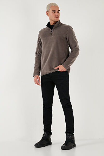 Buratti Regular Fit Anti-Pilling Non-Pilling Mock Neck Cold-Proof Fleece-Lined Fleece Men's Pola