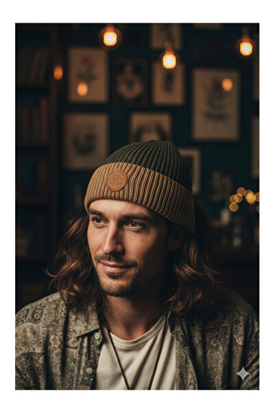 Namaste Vintage قبعة رجالية من الأكريليك بشعار اللون الكاكي