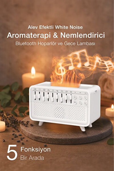 NEFFO Alev Efektli Ses Efektli Aromaterapi Hava Nemlendirici – Bluetooth Hopa...
