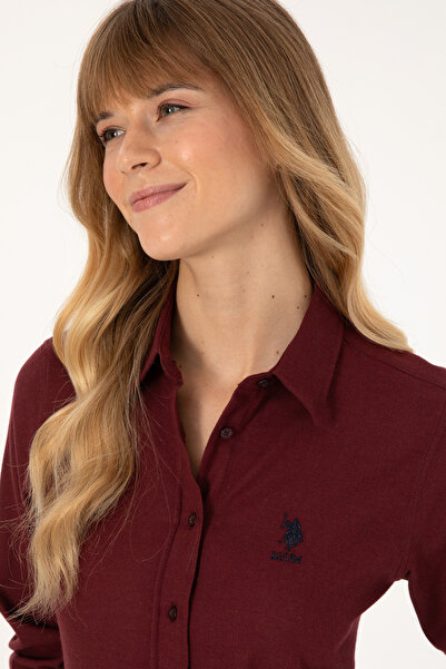 U.S. Polo Assn. Women's Burgundy Long Sleeve Basic Shirt 50316518-Vr177