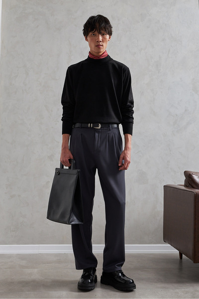 HYMAN Ανδρικό υφασμάτινο παντελόνι με πλισέ φαρδύ σχέδιο