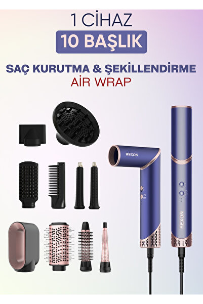Rexon Flex 10-In-1 Hot Saç Kurutma & Şekillendirme Sistemi, İyon Özellikli