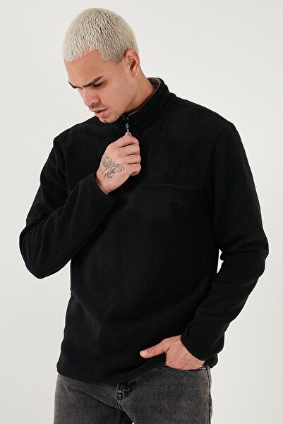 Buratti Regular Fit Anti-Pilling Non-Pilling Mock Neck Cold-Proof Fleece-Lined Fleece Men's Pola