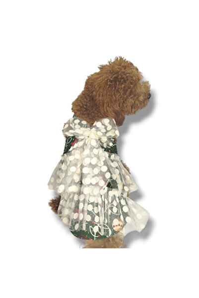 STE Kutlama Temalı Dişi Köpek Elbisesi – Puantiyeli Tüllü – Tasma İçin Özel İ...