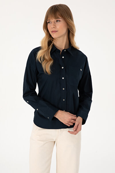 U.S. Polo Assn. Women's Navy Blue Long Sleeve Shirt 50316377-Vr033