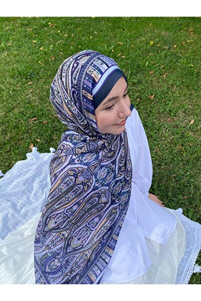 de LUNA Navy Blue Ethnic Patterned Shawl - De Luna