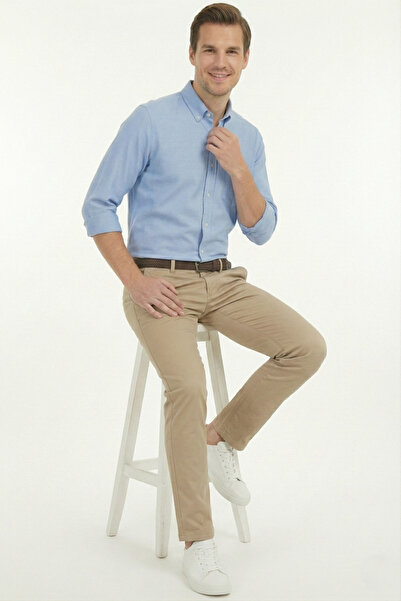 TheSeason Ανδρικό παντελόνι Chino με ελαστική εφαρμογή από βαμβακερό γκαμπαρντίνα σε μπεζ χρώμα
