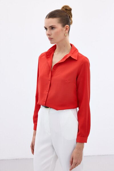 Sateen Červená klasická košile