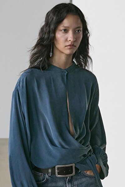 Massimo Dutti Kruvaze dökümlü bluz