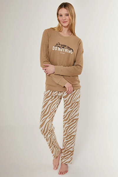 Pierre Cardin Γυναικείο μακρυμάνικο κοστούμι πιτζάμα Do Nothink Brown