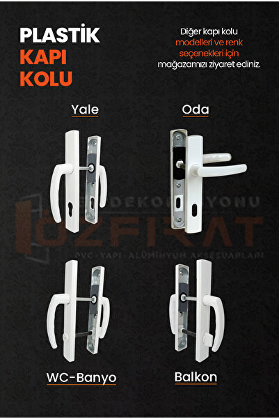 ÖZFIRAT PVC YAPI PVC Pimapen Plastik Yale Kapı Kolu – Balkon, Tuvalet (WC), Banyo İçin – Beyaz – (4 Takım)