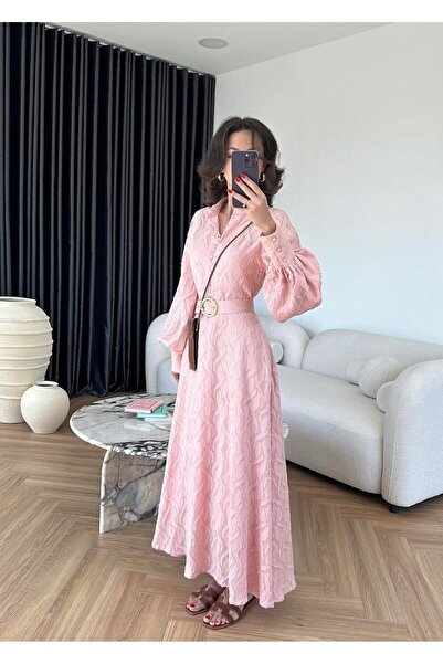 Lady Pixie Μακρύ φόρεμα με λεπτομέρεια με ζώνη και αυτοσχεδιασμένο σχέδιο