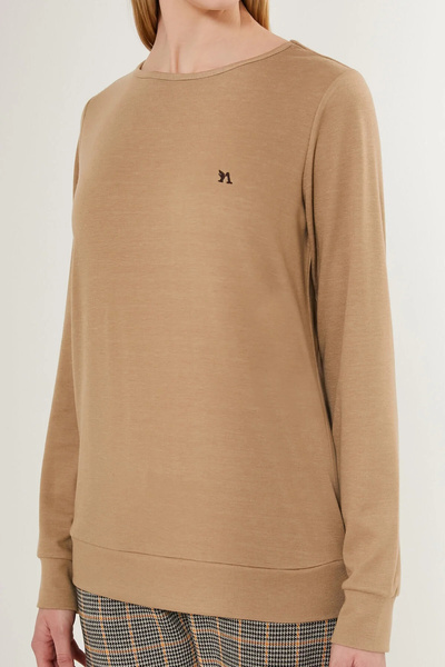 Arnetta Λεπτομερές σετ πιτζάμες με μακρυμάνικο γυναικείο ανοιχτό καφέ