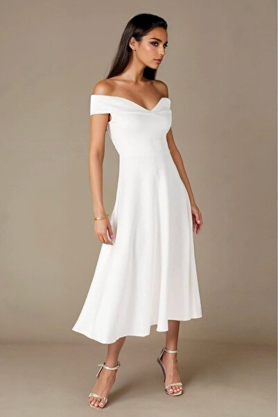 OLSAMODA ЖІНОЧА МАДОННА ЯКА СУКНЯ КЛОШ ЛІКРАЛОВА ТКАНИНА МІДІ СУКНЯ