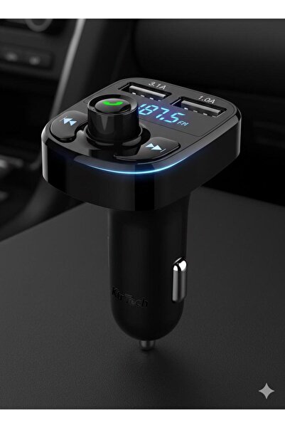 KTR TECH Araç Fm Transmitter 5.0 Bluetooth Araç Kiti Usb Mp3 Sd Kart Çakmaklık Girişli oto müzik çalar
