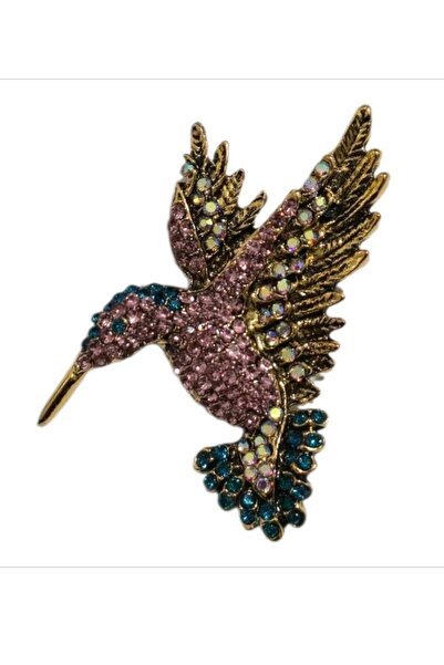 ESJ Kristal Taş Sinek Kuşu Kadın Broş 84 Ebat: 4,5*5,5 Cm