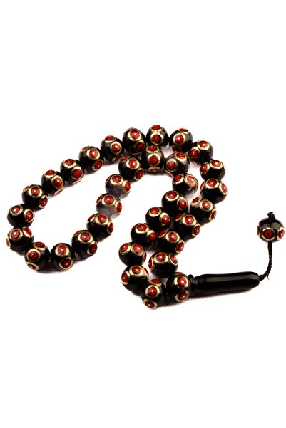 Burhan Sağlam Küre Kesim 13x11 mm Gürcü Oltu Taşı Sistem Püsküllü Tesbih