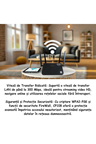 ambrasmart Wireless Router 4G/5G WiFi LTE Cat4, 300 Mbps Stable and Secure Connectivity, Black
