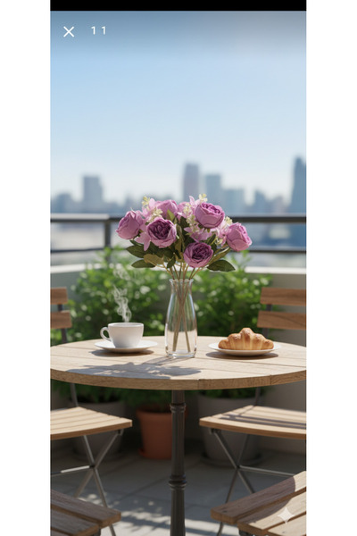 yapay çiçek evi Trandafir liliac cu aranjament stea 27 cm Buchet de trandafir...