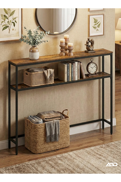 AGD Corner coffee table made of two layers of wood, with a sturdy metal frame, 100*30*90 cm