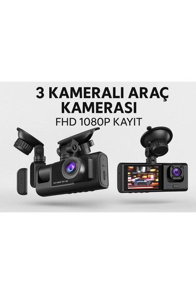 Fenrir Garage Araç Içi 3 Kameralı Yol Kayıt Cihazı Güncel Lens 1080P