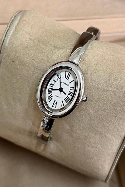 captiva Silver Color Oval Case Roman Numeral Vintage Handcuff Wrist Watch (for Thin Wrists)