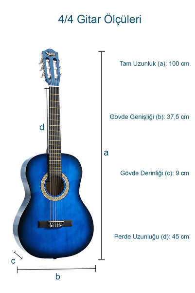 Midex Cg-270bl Klasik Gitar 4/4 Yetişkin Boy Sap Ayarlı Full Set
