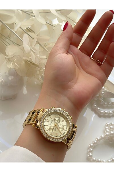 Forsining -ELİZABETH-(ALTIN RENK) taşlı kadın kol saati