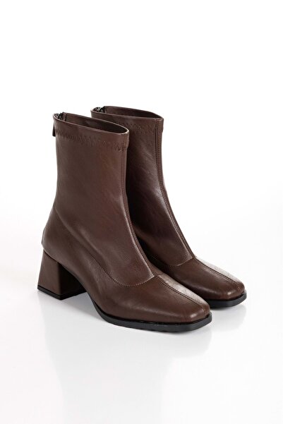 Kocamanlar Ayakkabı Seribo Back Zipper Stretch Women's Boots Brown