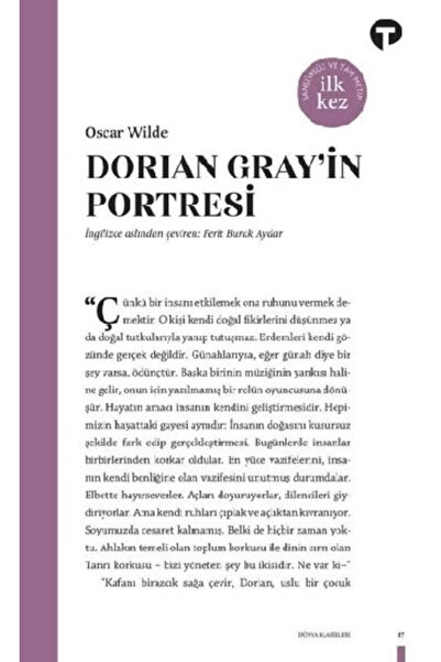 Turkuvaz Kitap Dorian Gray'in Portresi / / Oscar Wilde