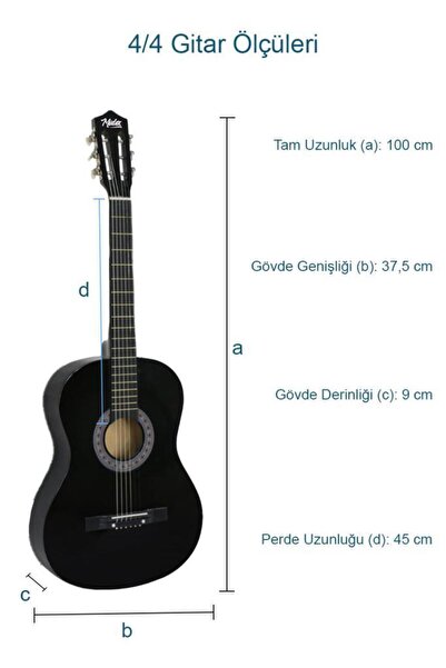 Midex Cg-270bk Siyah Klasik Gitar 4/4 Yetişkin Boy Sap Ayarlı Full Set