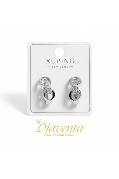 DİAVENTA TAKI VE AKSESUAR Infinity Model Zircon Stone Silver Steel Earrings