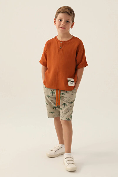 Rolypoly Boy's Brown Bermuda Set