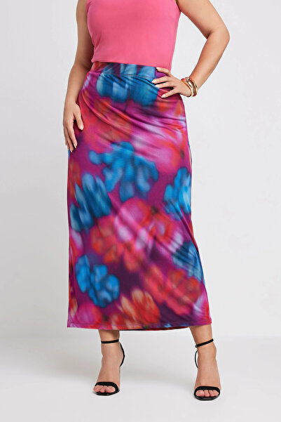 Stil Diva PaTTerned lined large Size Tulle SkirT - ElasTic WaisT 160297