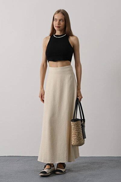 Lemaye Linen Skirt - Stone
