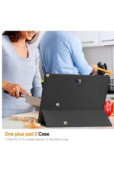 HYX Smart Case for OnePlus Pad 2 12.1" - Auto Sleep/Wake, Pen Holder - Black