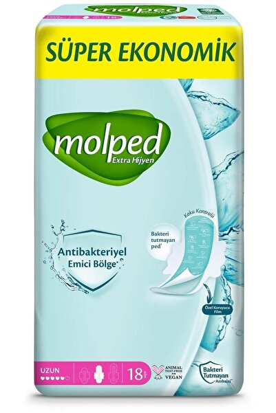 Molped Hijyenik Ped Antibakteriyel Uzun 18'li
