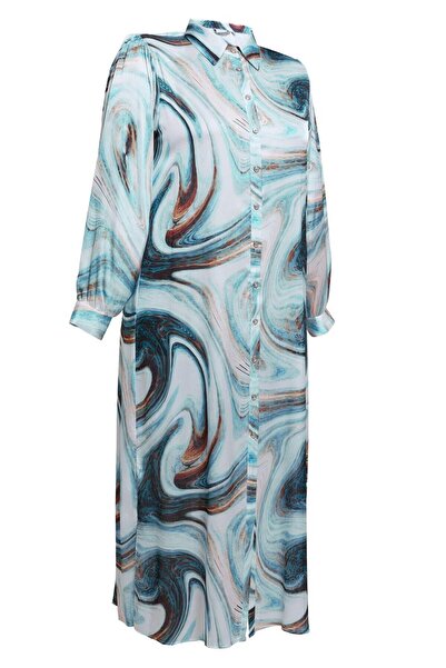 Alvina Patterned Satin Tunic - Plus Size 20522