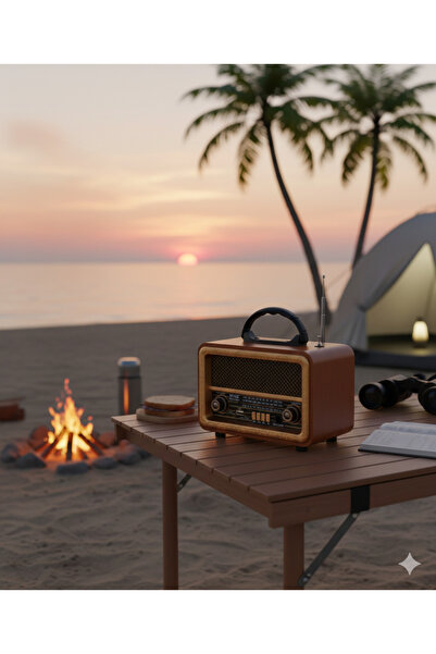 kamptek kamp teknolojisi Taşınabilir Nostaljik Fm Radyo Bluetooth + Tf Kart +...