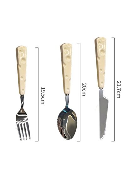 Flippy Children's Cutlery Set 3 pcs – Spoon, Fork, Knife, Cheese-Handle, 23 cm, Gold