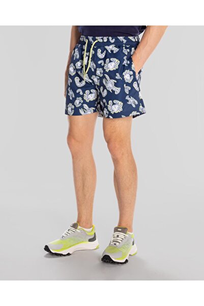 Kappa Authentic Vince Swimshort Erkek Lacivert-Beyaz Regular Fit Mayo