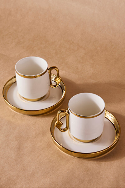 Perotti Cihangir Gold 2-Person Porcelain Coffee Cup Set